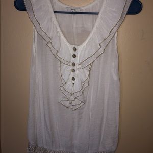 White elegant tank top with half button up